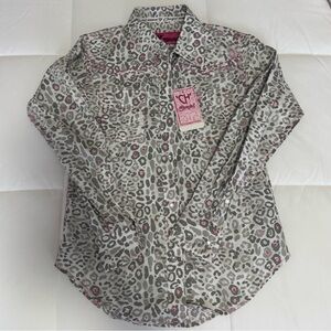 Chic Kids' Gray and Pink Leopard Button Down Shirt